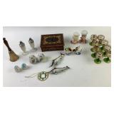 Cut to clear green and gold cordial cups, milk