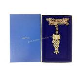 Gold-Tone Avon Owl Pendant Necklace with Original