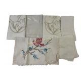 Hand embroidered runner, pillow case, french knot