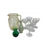 Glassware Including Yellow Pitcher, Lenox Vase, an