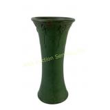 Green Ceramic Vase with Floral Relief Design