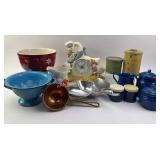 Longaberger, Blue enamel set, Copper Ladle, Kitche