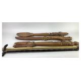 Carved Wooden Utensils and Walking Canes