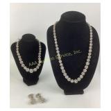 Round Crystal Rhinestone Necklace, Earrings Set
