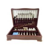 Community Silverplate Flatware Set in Wooden Box