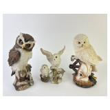 Lot of 3 large owl figurines