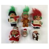 Vintage Christmas Trolls lot of 6