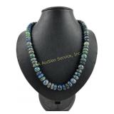 Chrtsocolla bead necklace with sterling silver