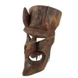 Antique Japanese carved wood Hannya theater mask
