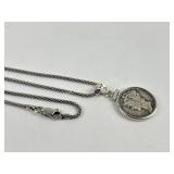 Sterling necklace with 1937 silver Mercury dime