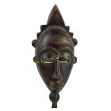 African Baule carved wood portrait mask, Ivory