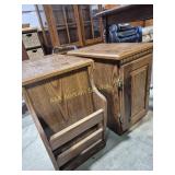 Wood End Tables (2) with Magazine Rack on One End