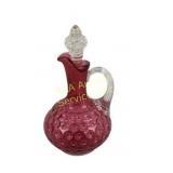 Fenton Cranberry Coin Spot Glass Cruet with Stoppe