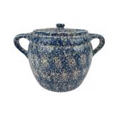 Roseville Spongeware cookie jar blue (2 piece)