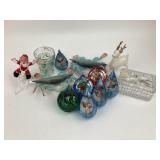 Vintage Christmas ornaments, painted metal crab