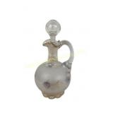 Frosted Glass Decanter with Gold Accents and Flora