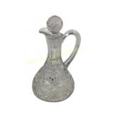 Cut Glass Cruet With Stopper and Handle