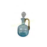Bohemian Blue Glass Decanter with Yellow Handle an