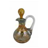 Bohemian Glass Cruet with Stopper and Etched Flora