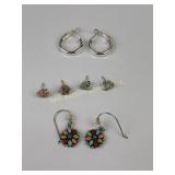 (4) pairs sterling earrings, total weight