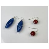 (2) pairs sterling & gemstone earrings