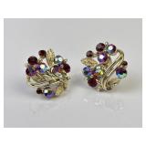 Lisner AB rhinestone screw back earrings