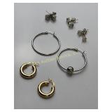 (5) pairs sterling earrings, one hoop missing the