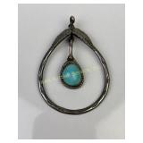 Native American silver & turquoise pendant.