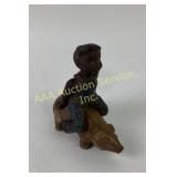 Black Americana Boy Riding a Pig Cast Iron Bank