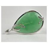 Sterling & jade pendant. Total weight 10.29 grams
