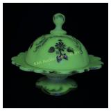 Uranium custard glass Northwood Intaglio covered