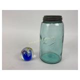 Vintage Aquarium glass paperweight + antique