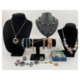 Costume Jewelry: Globe pendant, Starfish necklace,