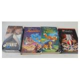 VHS Tapes Titanic, Aladdin, Fox And The Hound, Thu