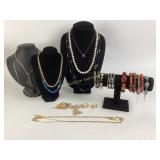 Costume Jewelry: pearl like necklace, beaded neckl