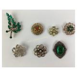 Costume Jewelry: Scitarelli green and clear rhines