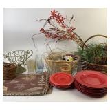 Ceramic Plates, Baskets, and Tableware Items