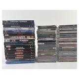 Large media lot DVDs, CDs, & tote