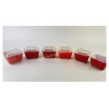 Pyrex Red Refrigerator Dishes 6 dishes with 5 lids