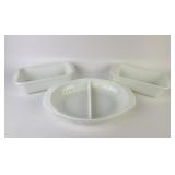Pyrex lot of 3 milk glass bread loaf dishes and