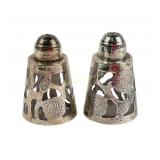 Mexican sterling silver & glass salt & pepper