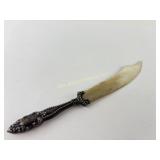 Victorian sterling handled cheese knife with MOP