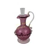Hand-Blown Cranberry Glass Cruet with Stopper an