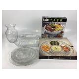 Crystal Serving Dish, Iced Platter, Relish Trays,