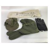 Military Caps and Drawstring Bag