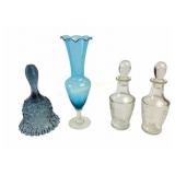 Blue Fenton Bell, Vase, Jeannette Glass Cruets