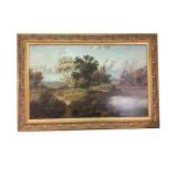 Landscape Oil Painting With Ornate Gilt Frame