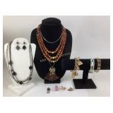 Costume Jewelry: BBJ .925 Earrings, Beaded Necklac