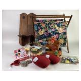 Folding Sewing Basket, Wood Bird Sewing Caddy, Ele