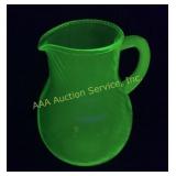 Green Uranium Glass Pitcher with Ribbed Design